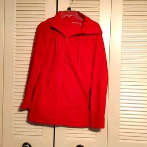 Red polyester zip up hoodie